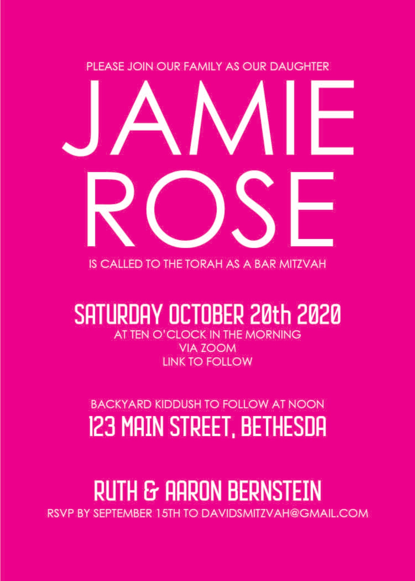 Bat Mitzvah Invitation