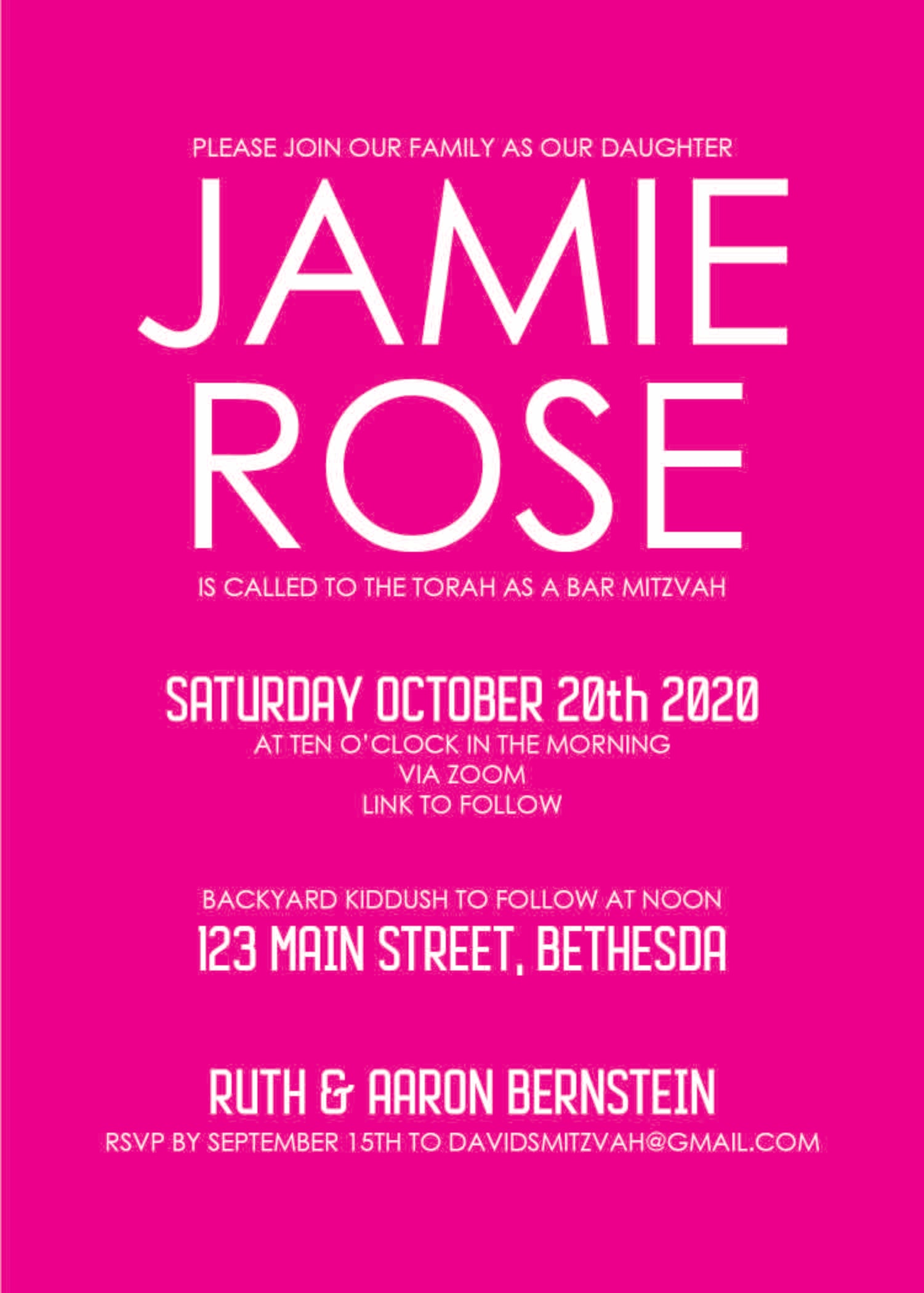 Bat Mitzvah Invitation