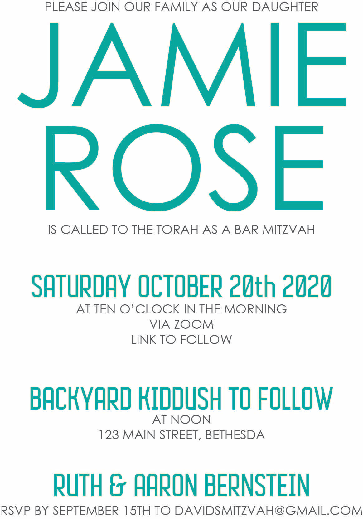 Bat Mitzvah Invitation