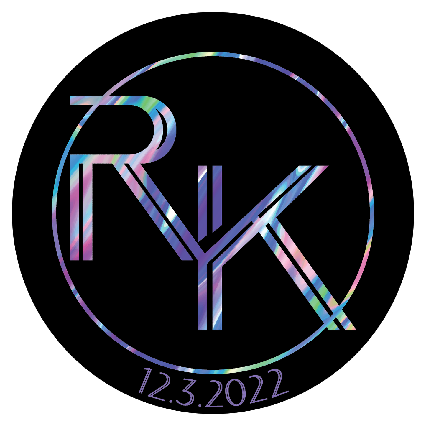 iridescent monogram cool bat and bar mitzvah logo