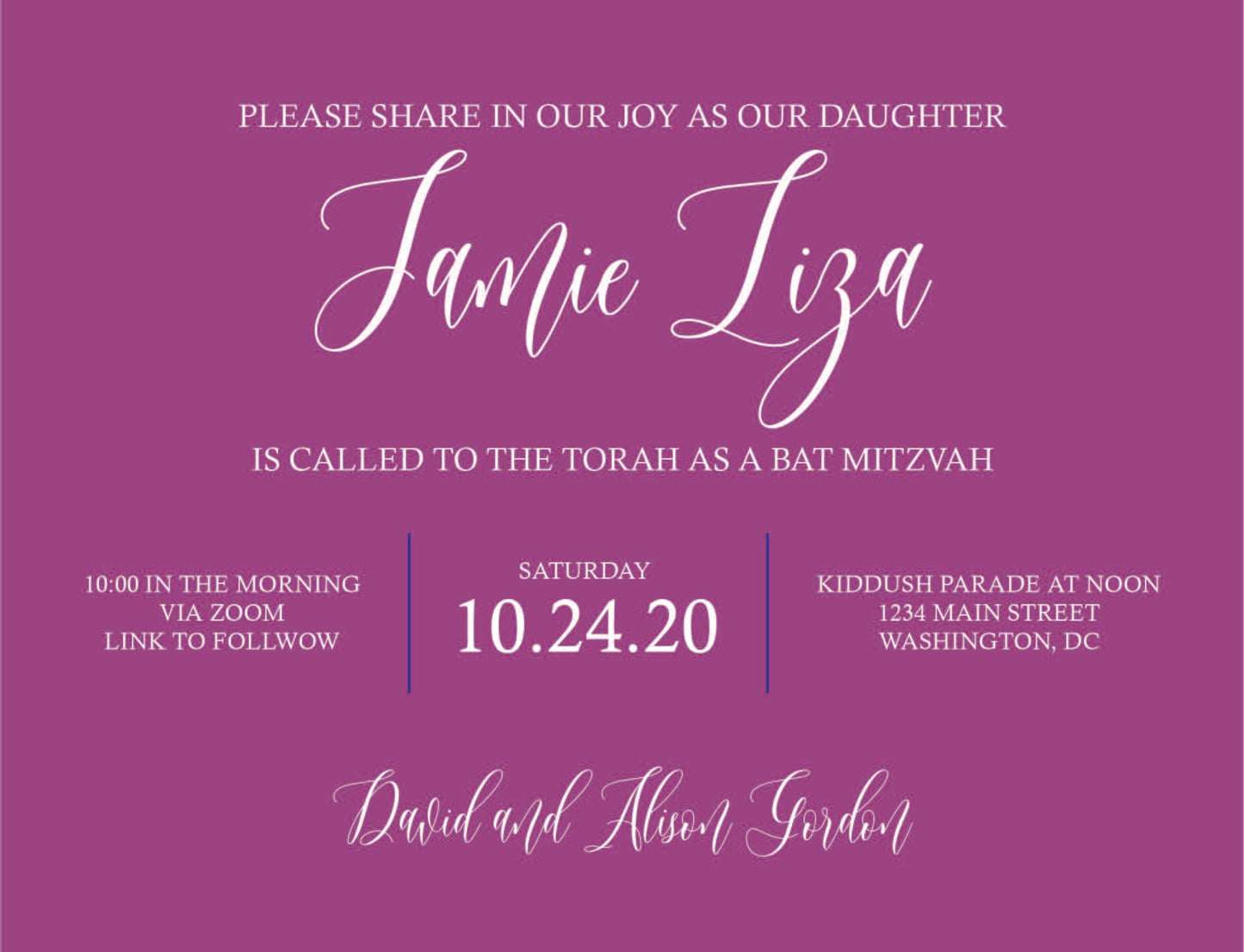 Bat Mitzvah Invitation