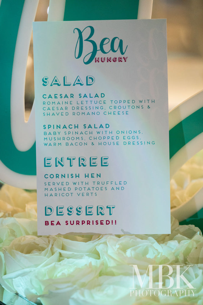 Custom Event Menu Mitzvah