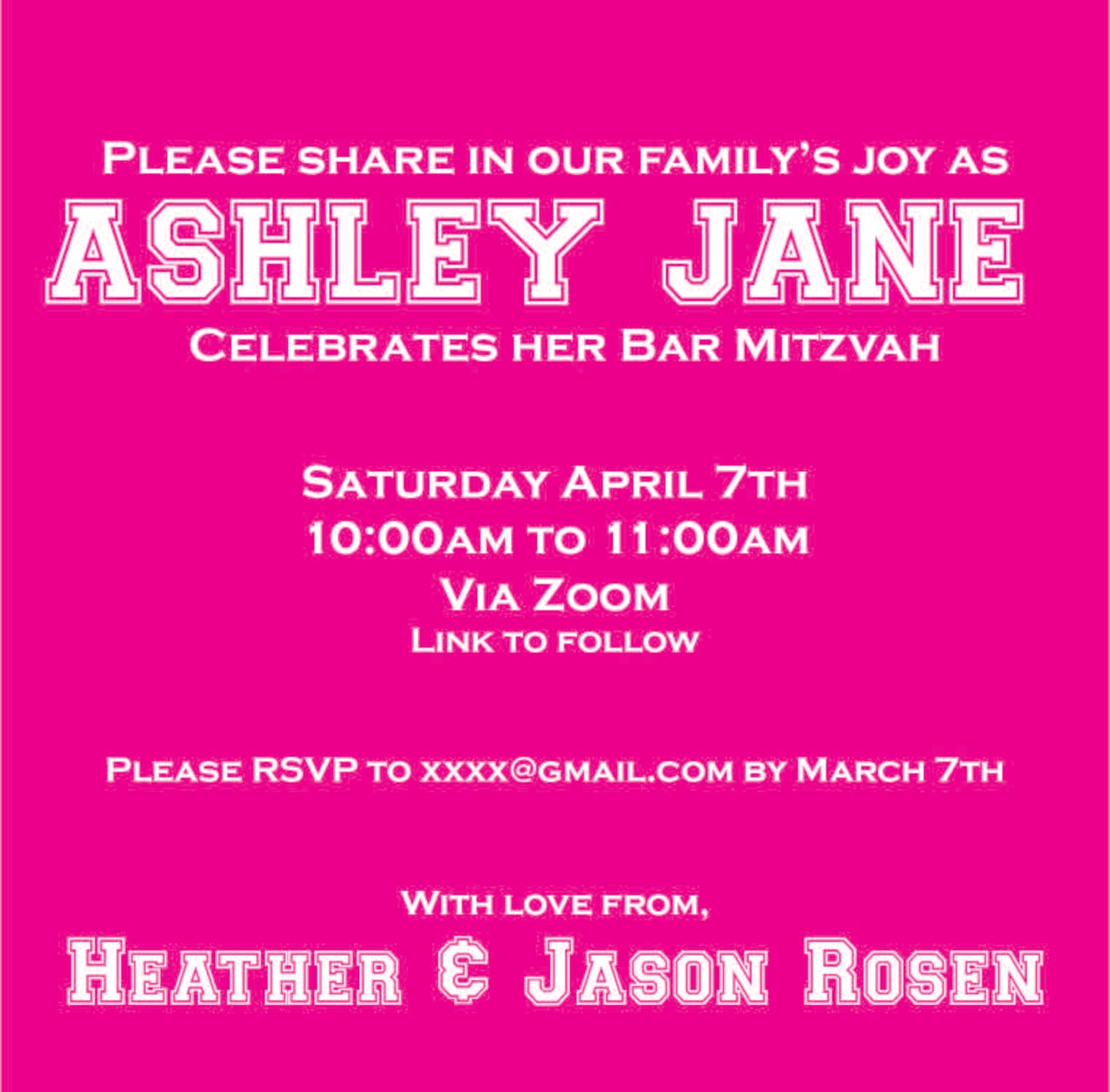 Bat Mitzvah Invitation