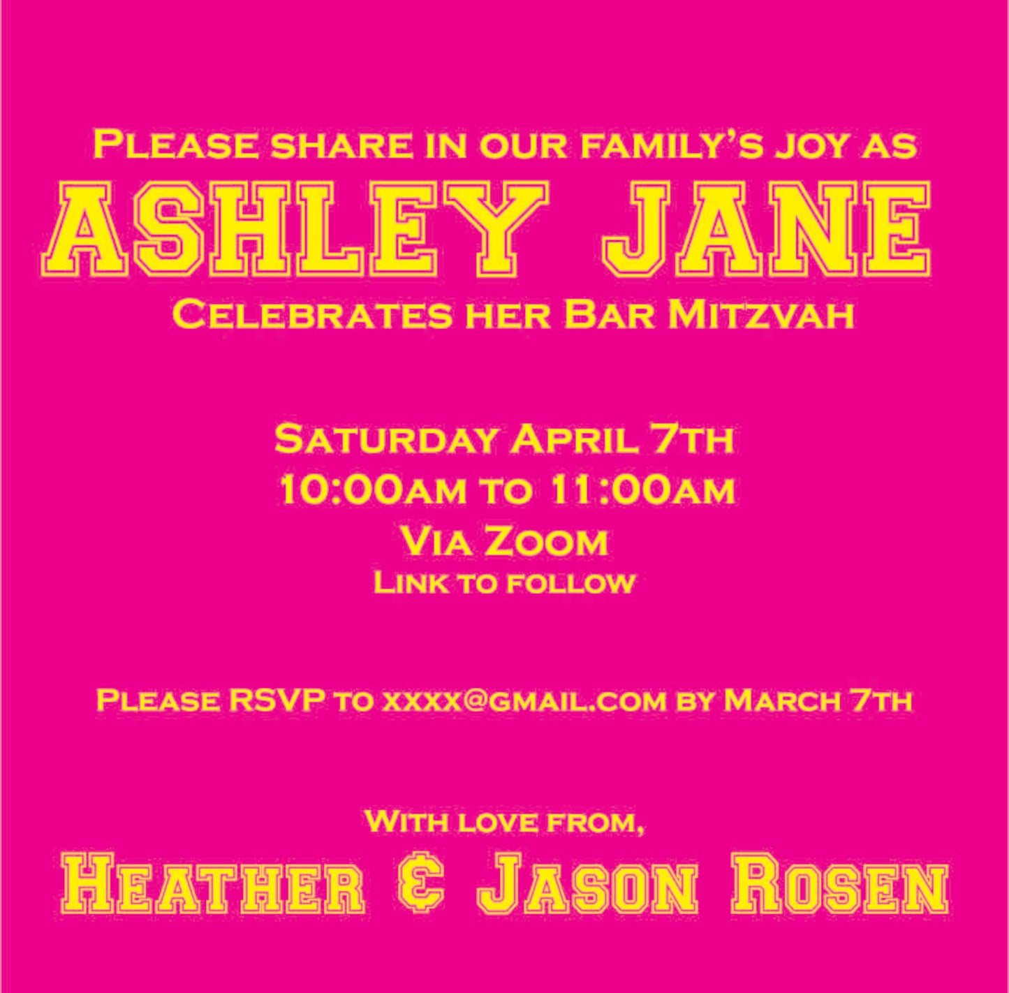 Bat Mitzvah Invitation
