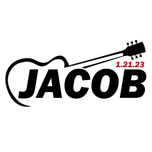 While My Guitar - Music Bat and Bar Mitzvah Logo Design