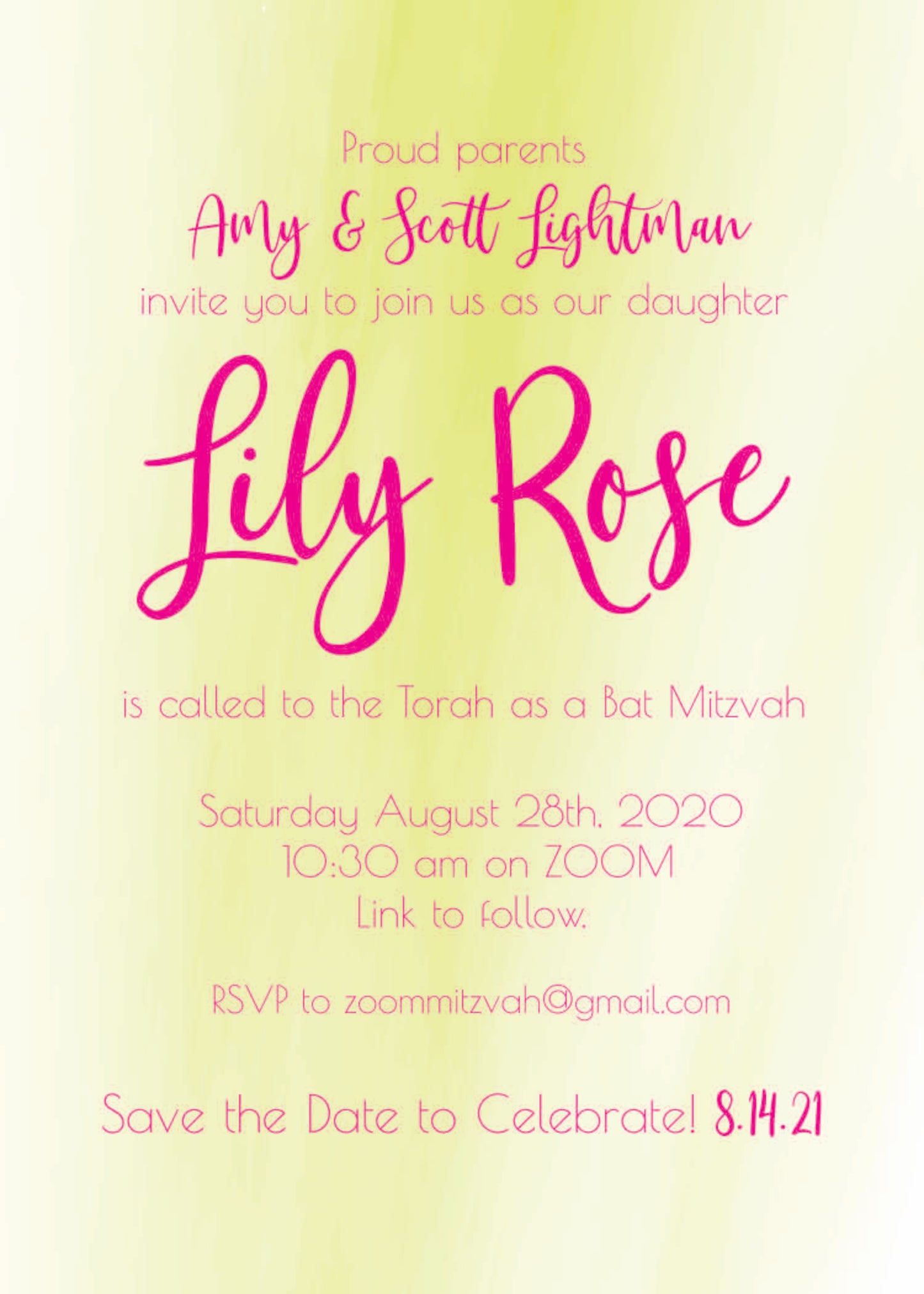 Bat Mitzvah Invitation