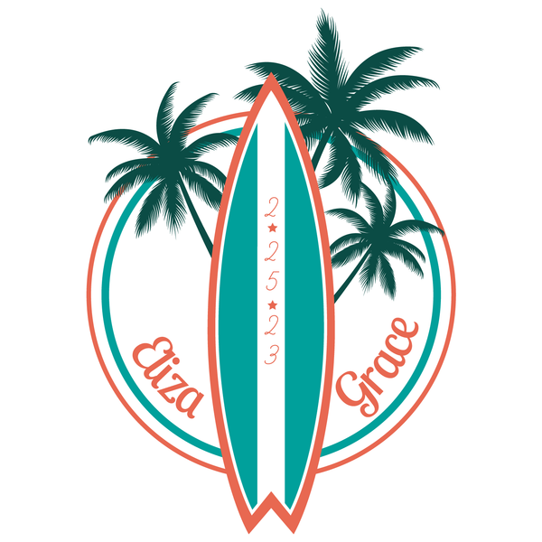 Surf Beach Palm Tree B'nai Mitzvah Logo Design